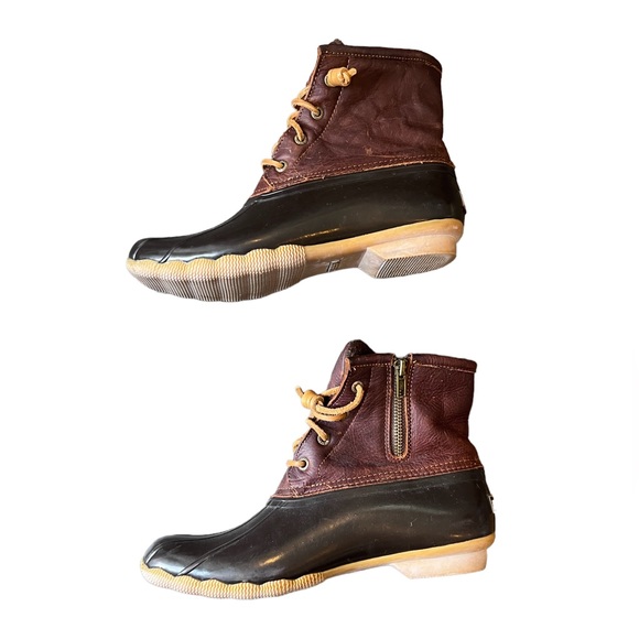 Women’s Sperry Brown Leather Upper Saltwater Duck Boots Size 8.5 - Picture 2 of 11
